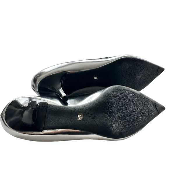 Giuseppe Zanotti Pointed Kitten Heel Metallic Iridescent silver size 38 US 8 - Picture 5 of 9